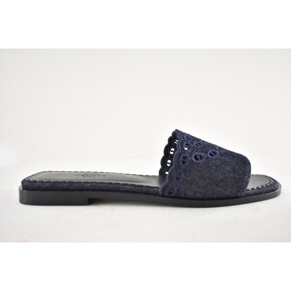 Hermes Sandales Gaelle Blue Denim Jeans Oran Slide Sandal Flat Flip Flop 39.5 - Picture 2 of 16